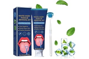 LYINUR Tongue Cleaner Gel with Tongue Brush, Tongue Scrapers for Bad Breath, Fresh Mint Tongue Cleaner Gel, Tongue Cleaner Kit for Adults Oral Care and Removes Bad Breath (1PCS)