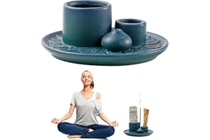 BORDEAG Ciotola Di Incenso In Ceramica 4 In 1, Porta Incenso, Brucia Incenso, Porta Palo Santo, Ciotola Di Incenso Per Bastoncini Di Incenso, Salvia Bianca E Candelieri