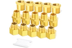 GASHER 6pezzi latón accesorios de tubería, casquillo hexagonal, reductor adaptador, la reducción de Hex Nipple 3/8 pulgadas BSP x 1/4 pulgadas BSP