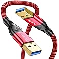 XGMATT USB Cable 1M,5Gbps High Speed Transfer USB to USB Cable USB 3.0 A to A Data Cable Braided Compatible with External Hard Drive/Laptop Cooling Pad/Docking Station/PC/TV/DVD/Printer,Re