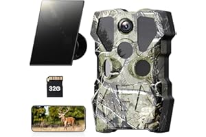 XTU Cámara de Caza Solar, 64MP 2.7K WiFi Bluetooth Camara Fototrampeo con Envio Al Movil, Batería Interna 5600mAh, No Necesita Batería Extra, Camara Caza Nocturna para Monitoreo de Vida Silvestre con