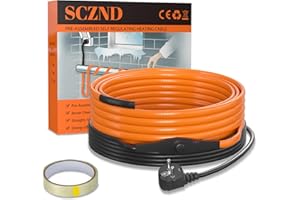 SCZND Frostschutz Heizkabel mit Thermostat, 4M Begleitheizung Wasserleitung, 25W/m Selbstregulierend Heizkabel Rohrbegleitheizung IPX7 Wasserdicht für Wasserleitung Pflanzen Weidetränken Dachrinnen