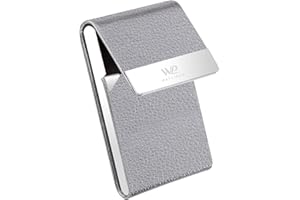 Waylipun Porte-cartes de visite professionnel en cuir synthétique avec fermeture magnétique – Garde les cartes de visite en parfait état (gris)