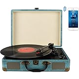 Vinyl Record Player Belt-Drive 3-Speed,Vintage Record Player,Portable Bluetooth Turntable with Built-in Stereo Speakers, Supp