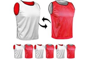 SPORTSBIBS Chasuble réversible de Football - L'ensemble de 6 Gilets Double Face, Maille Scrimmage Training, Juniors et Adultes, Mêlée de Bavoirs de Sports, t-Shirt de Course Unisex S M L XL
