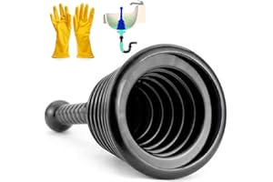IMPERIAL TRENDS 2 in 1 Plunger, Sink and Drain Plunger, Clog Remover for Bathroom, Showers and Kitchen, Heavy-Duty Toilet Plunger - Plumbers Plunger (Black)