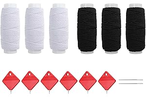 0XBIT Filo per Cucire, 6 Rotoli Filo per Macchina Cucire, Macchina Cucire Filo Elastico, con Infilatore 6 Aghi, Due Colori, Utilizzato per Cucire Scarpe, Cappelli, Abbigliamento Tessile