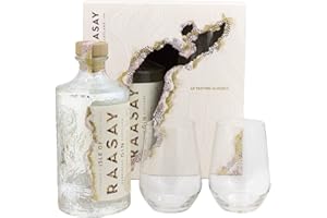 ISLE OF RAASAY DISTILLERY Isle of Raasay Gin Gift Set | 70cl, 46% ABV | Isle of Raasay Scottish Island Gin | Branded Gin Glasses | Gin Gift Pack