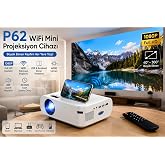 MDSTECH P62 WiFi Mini Projekt&ouml;r 1080P Full HD Destekli 5W Hoparl&ouml;r | 1280x720 HD &Ccedil;&ouml;z&uuml;n&uuml;rl&uuml;k, iOS Android Yansıtma, HDMI USB V
