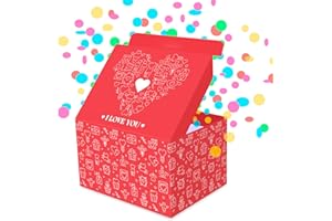FETTIPOP Scatola Regalo DIY, Scatola per Regalo Romantica Esplosiva con Coriandoli (Amore Cuore) 18,5 x 14 x 11 cm, Sorpresa Confezione Scatola Regalo d'amore San Valentino, Lui, Lei, Anniversario