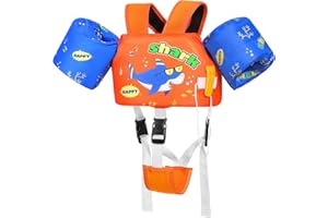 MoKo Gilet da Nuoto Regolabile per Bambini 20-50 lbs, Fascia da Braccio Galleggianti per Piscina a Doppio Uso, Gilet da Braccio per Nuoto con Fischietto