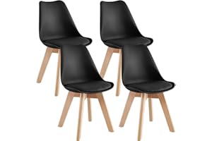 IL GRUPPONE PASSIONE CASA Set 4 Sedie Sala Da Pranzo Ufficio Con Gambe In Legno Di Faggio Schienale Ergonomico Seduta Imbottita In SimilPelle Sedia Cucina Soggiorno Sala Attesa Eleganti Moderne Robuste Solide - Nero