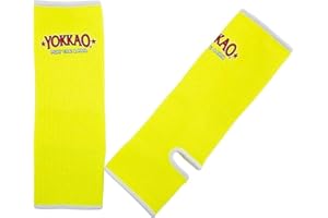 YOKKAO Muay Thai Ankle Guards Premium Stretchable Cotton | standard Size | Neon Yellow