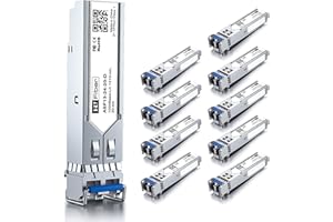 H!FIBER.COM 10 Pack,1000BASE-LX SFP Transceptor,SFP a LC,1.25G Singlemode módulo Compatible con Cisco GLC-LH-SM/GLC-LH-SMD,MA-SFP-1GB-LX20,Ubiquiti UniFi UF-SM-1G,Mikrotik S-31DLC20D,Netgear AGM732F...