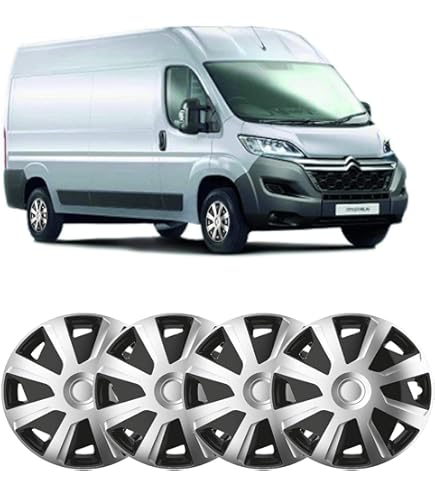 FOR PEUGEOT PARTNER - 15" DEEP DISH WHEEL TRIMS BLACK & SILVER HUB CAPS - View #9