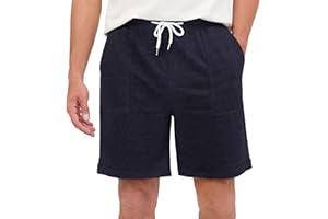 YUKIUINY Pantalones Hombre Algodón Cortos con Cordón Pijamas Chandal Elástica Ajustable con Bolsillos Verano Shorts Deportivos para Jogging Fitness