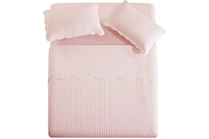 PHP Quilted Bedspread King Size Bed - Reversible Matt Finish Embossed Bedding Sets Kingsize Quilt 250 X 240 cm + 2 Pillow Shams- Pink Bed Throws Bedspreads