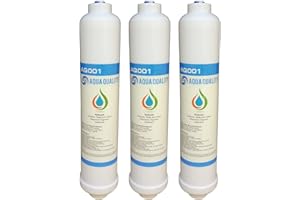 Aqua Quality Filtro dell'acqua in linea, confezione da 3 – adatto anche per frigorifero, sotto lavello, idraulico nel refrigeratore dell'acqua, certificato NSF/ANSI 42