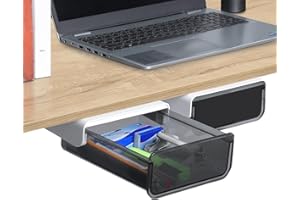 Catekro Under Desk Drawers, Self-adhesive Hanging Pencil Drawer, Desk Organizer Under Desk for Home and Office(Black)