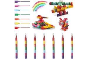 ‎ICEPAPA ICEPAPA, Pack of 7 wax crayons, stackable pencils for children, party bags, ideal as party bags, children's birthday, giveaways children's birthday or small gifts for children (7 colours in 1)