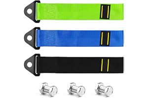 Cinghia Traino Auto, JANDH 3 Pezzi Gancio Traino Auto, Fune da Traino Universale ad Alta Resistenza, Forte Tensione, Ganci da Traino per Paraurti Anteriore e Posteriore (tricolore)