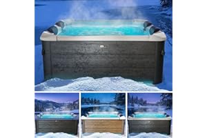 BRAST Whirlpool MSpa Frame - Oslo Sapphire & Amber mit Fester Außenwand | 160x160x65cm - 180x180x65cm | 5 Modelle | LED-Beleuchtung | 6 Personen | Ganzjähriger Einsatz Winterfest | Oslo Plus