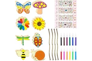 YFPOPONE Zestaw 48 sztuk motyli, 32 sztuki, drewno motylkowe, 12 pisaków akwarelowych i 4 naklejkami z kamieniami szlachetnymi, urodziny dziecka, do majsterkowania, zestaw do majsterkowania dla dzieci