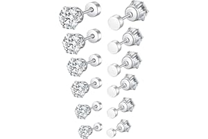 Mochity 6 pares Pendientes Acero Quirurgico Hipoalergenicos, Pendientes Plata Oro, Pendientes Cartilago Oreja, Pendientes Pequeños Quirurgicos, Pendientes Plata Para Mujer Hombre
