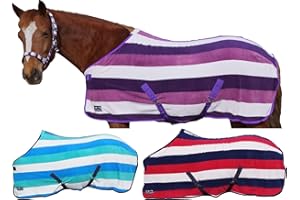 HKM SPORTS EQUIPMENT HKM 4057052373039 - Manta para Caballo, diseño de Rayas, Color Blanco y Rojo