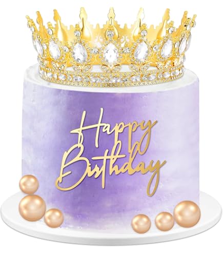5 Pezzi Topper Per Torta A Corona Oro - Con Perle E Strass - Decorazioni Per Compleanno, Matrimonio E Baby Shower