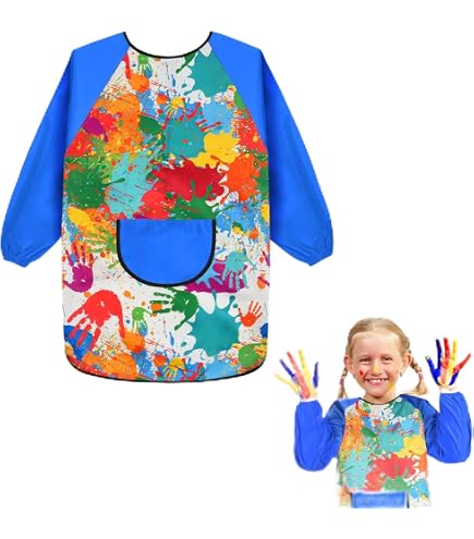 Kinder-Malschürze Wasserdicht Mit Langen Ärmeln – Für Malen, Kochen, Basteln (Gr. XL, 85–135 Cm)