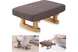 Stowetry Foot Stool, Pouffe Footstool with Removable Cover, Linen Fabric Small Footstool with Cushion, Footstools for Living Room Entryway Office Bedroom (Dark Gray)