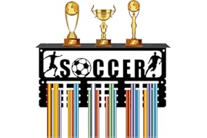 CREATCABIN Appendiabiti Medagli da Calcio Scaffal Trofei Porta Medagli da Calcio Supporto Mensola Sport 4 Supporto da Paret in Metallo Contener 70+ medagli Corridor Porta Medagli da 40x20x10cm