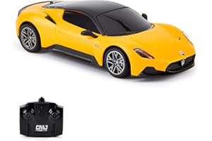 CMJ RC CARS 1:24 Escala Oficial Licenciado RC Maserati MC20, Coche de Carreras Deportes Amarillos Coche Modelo Vehículo para Niños Niñas y Adultos Regalo