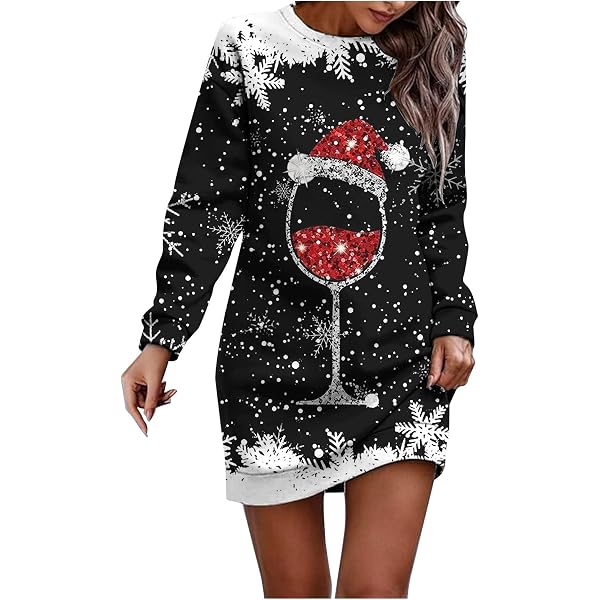 Sweat-shirt De Noël Femme - Pull Drôle Avec Motif Renne/Père Noël, Manches Longues, Ample Et Confortable