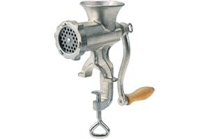Westmark Tritacarne con disco perforato, Con imbuti per salsicce e inserto per pasta frolla, Supporto a morsetto da tavolo, Dimensione 10, Acciaio fuso stagnato, Argento, 97542260