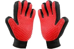 Itingy Cat Grooming Gloves 259-Tip, Pet Hair Removal Mitt for Cat/Dog/Rabbit with Sensitive Skin, Dog Bath Glove with Silicone Massage Brush for Deshedding & Washing, Anti-Slip & Reduce Shedding -Red
