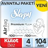 Sleepy Bio Natural Premium Plus Airbag Comfort Avantaj Paketi K&uuml;lot Bez 4 Numara Maxi 104 Adet
