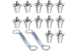 ThrivingAura 12Pcs Football Shoe Studs Replacement，Metal Studded Football Boots Compatible with Nike Compatible with Puma Compatible with New Balance (13mm + 15mm), Complimentary 2Pcs Wrench Silver