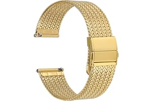 WOCCI Elite Metalowy pasek do zegarka dla kobiet i mężczyzn, tkany siatkowo, stal nierdzewna 316L, szybkie, ulepszone składane zapięcie, szerokość paska 14, 16, 18, 20, 22 mm