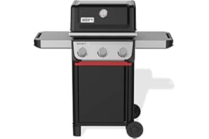 Weber Spirit E-310 Gasgrill / 3 Brenner, Snap-Jet Zündung, Robuste Räder und Warmhalterost, 51 x 46 cm Grillfläche, Kompatibel mit Weber Works Seitenablagen, Schwarz/Silber