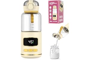 eSynic Calentador de Biberones Portátil de Vidrio con Batería de Larga Duración Rápido Calentamiento de Leche Materna y Agua para Bebé Calienta Biberones Control de Temperatura Capacidad de 300ml