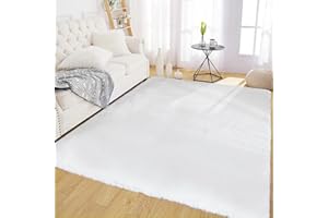 Latepis Tappeto Bianco 120x180 cm Tappeti Moderni Soggiorno Pelo Corto Camera Da Letto Peloso Carpet Aspetto Pelliccia