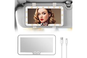 iKALULA Auto Kosmetikspiegel, Schminkspiegel mit Licht für Auto (3 Licht Modus), Baby Kinder Rückspiegel, Sonnenblende Spiegel, USB Wiederaufladbar, Autovisier Kosmetikspiegel für LKW, SUV (Schwarz)