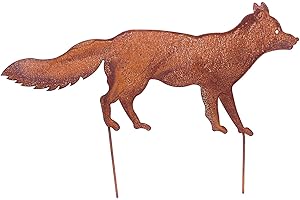 Bornhöft - Decorazione da Giardino a Forma di Volpe, 66 cm, in Metallo arrugginito