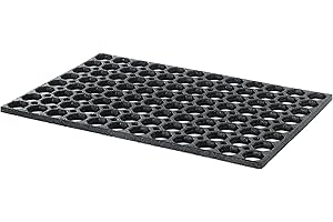 NICOMAN Honeycomb Outdoor Rubber Doormat Boot Scraper Front Door Mat, Heavy Duty Recycled Rubber with Drainage Holes, Anti Fatigue Dirt Scraper Playground Garden Matting (60x40cm, 1.3cm Thick, Small)