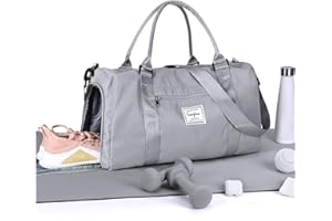 HYC00 Borsone da Viaggio, Borsone Palestra, Borsa Sportiva Tote Gym, Borsa a Mare impermeabile, Borsone con tasca bagnata e scomparto per scarpen, Grande Capacità Duffel per uomo e donna,Grigio