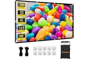 TOWOND Projector Screen 100 inch Indoor Projection Screen Outdoor 16:9 HD Rear Front Wrinkle Resistant and Washable with Storage Bag for Home Wall Film