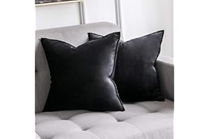 MIULEE Poszewka na poduszkę, aksamitna, dekoracyjna, zawinięte krawędzie, ozdobna, na sofę, do salonu i sypialni, 40 x 40 cm, czarna, 2 sztuki w zestawie