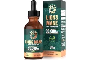 Lions Mane Supplement Liquid Drops 30,000mg | High Strength Lions Mane | from Fruiting Body | 60ml Bottle - Vegan | Wiseshrooms